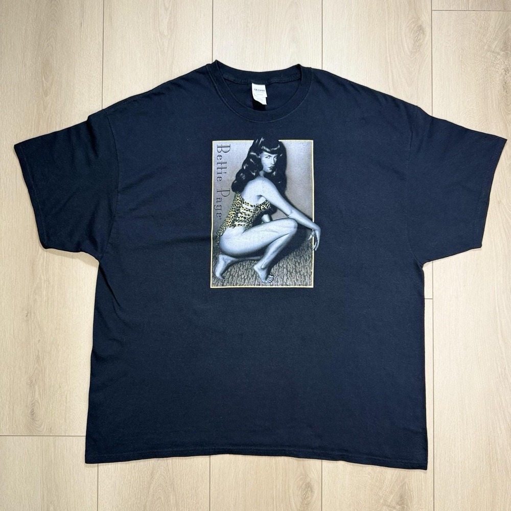 Bettie Page Pinup Graphic TShirt Black 3XL Heavy Cotton License Rockabilly Retro